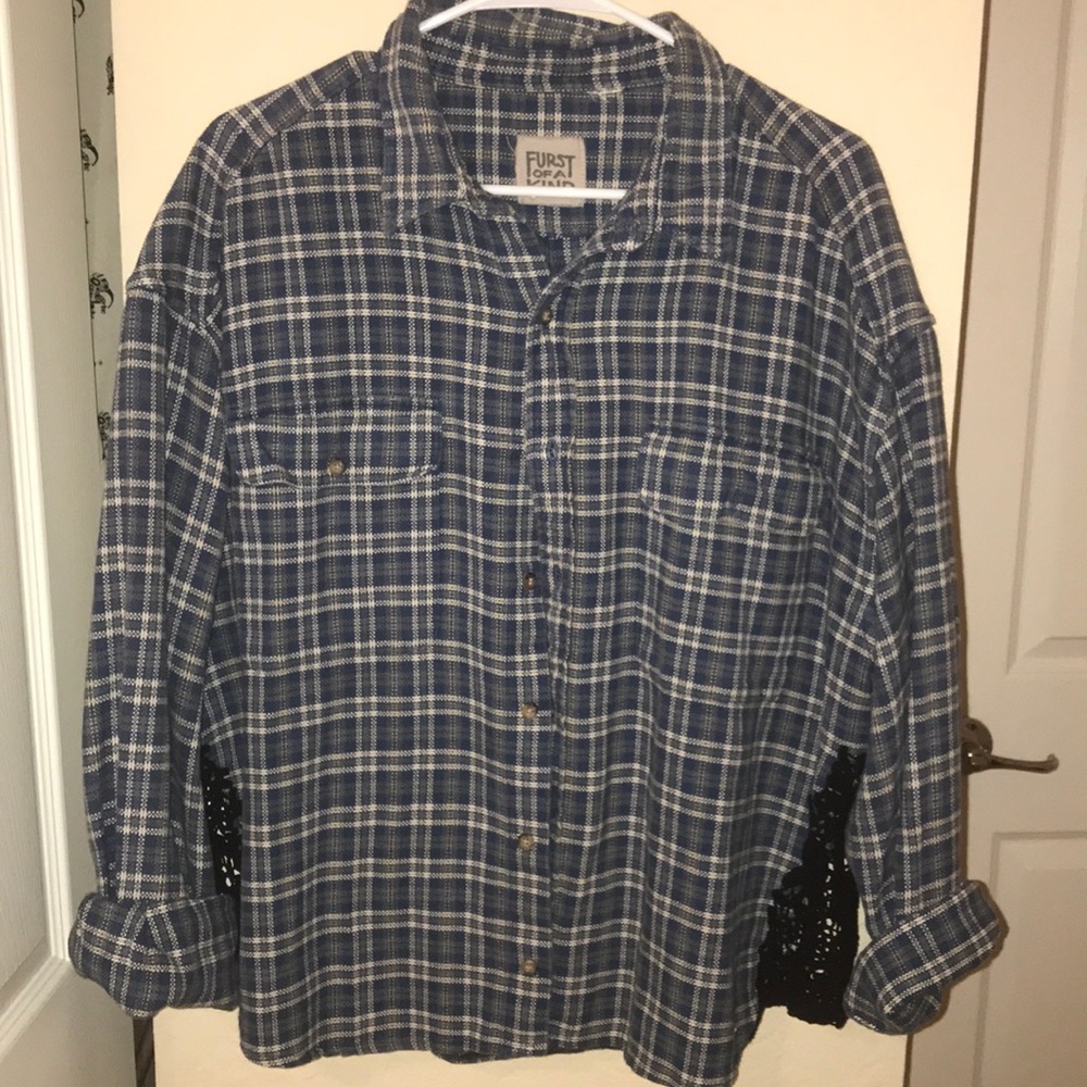 oversized flannel with lace sides